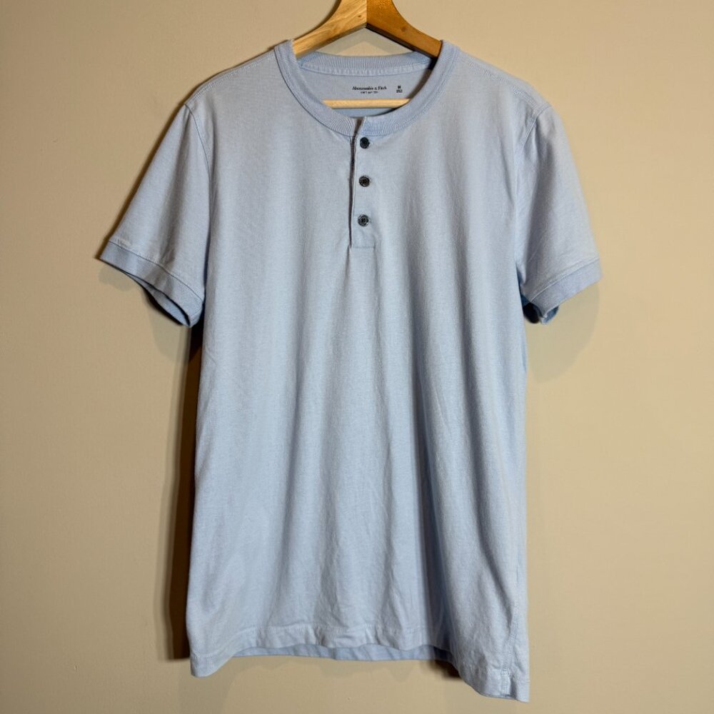 Abercrombie & Fitch Henley Soft A&F Tee T-Shirt Men's Medium Blue Short Sleeve - Picture 4 of 11